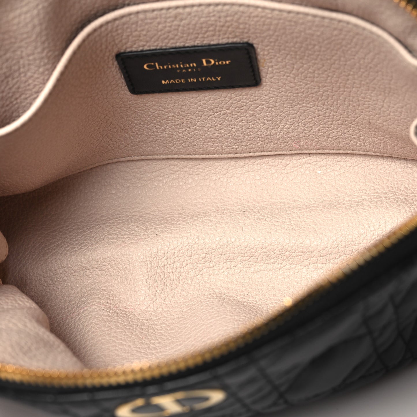 Lambskin Cannage Caro Beauty Pouch Black