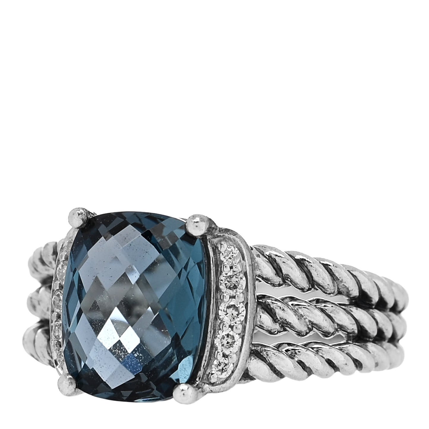 Sterling Silver Diamond Hampton Blue Topaz 10mm Petite Wheaton Ring 54 7