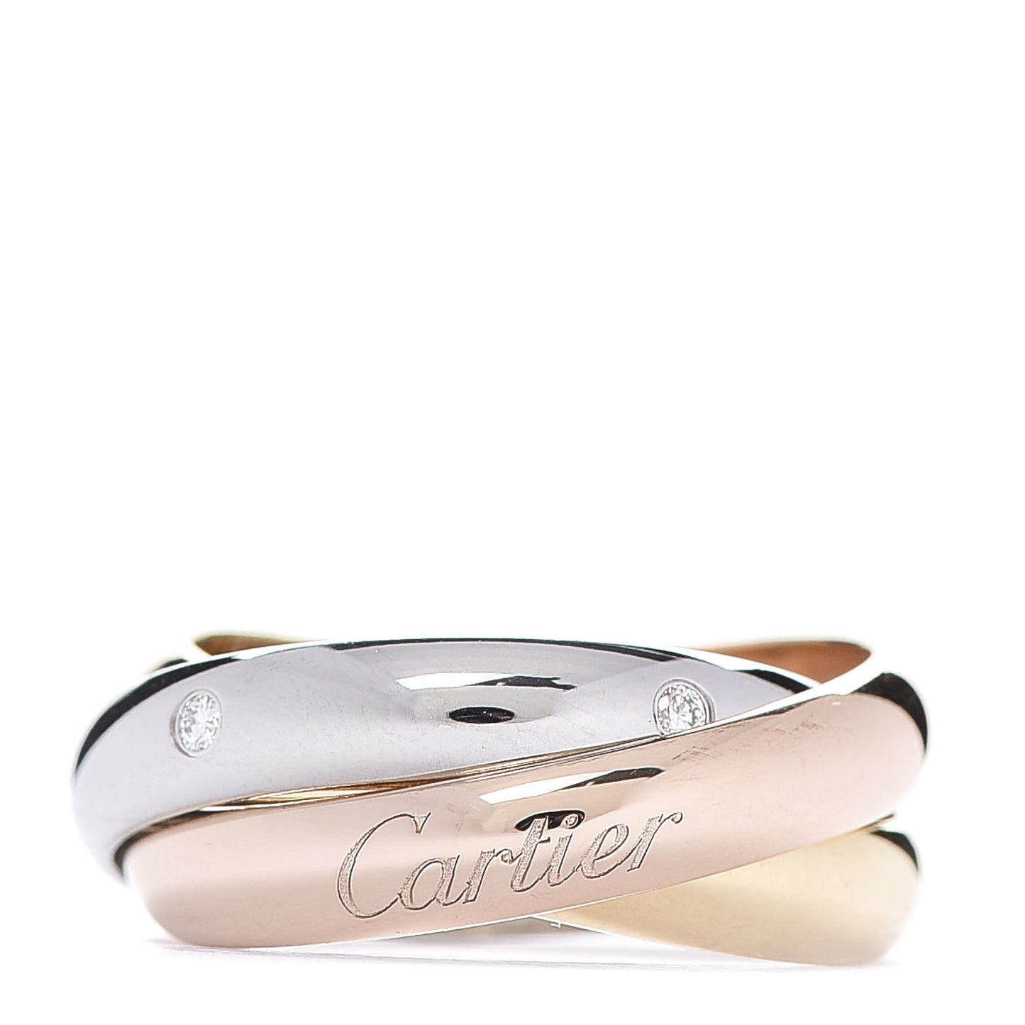 18K Pink Yellow White Gold Diamond Trinity Ring 48 4.5