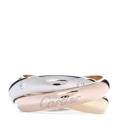 Cartier 18K Pink Yellow White Gold Diamond Trinity Ring 48 4.5 1 of 5