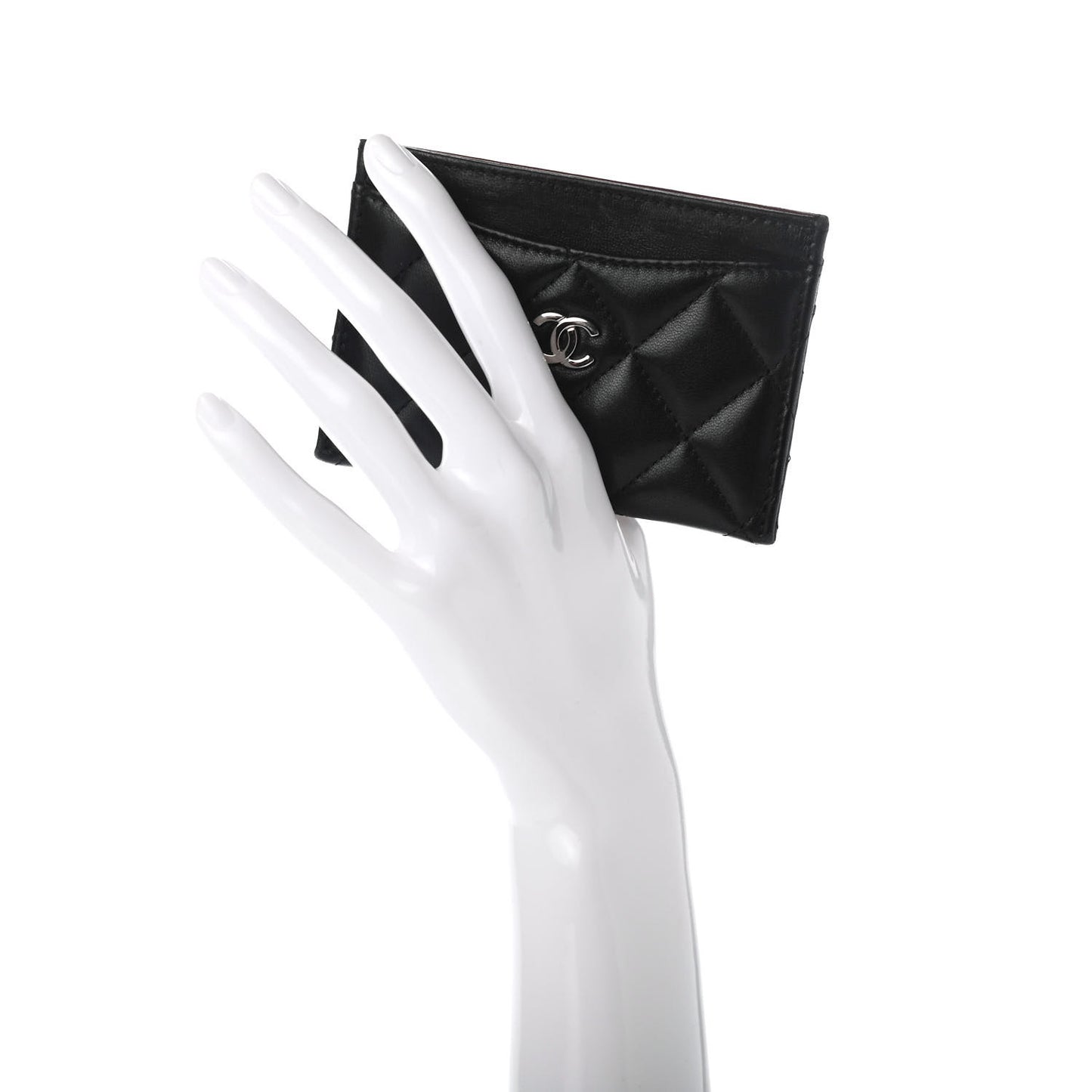 Lambskin Quilted Card Holder Black