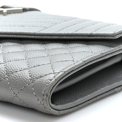 Saint Laurent Grain De Poudre Mixed Matelasse Triquilt Large Monogram Wallet Stone 8 of 8