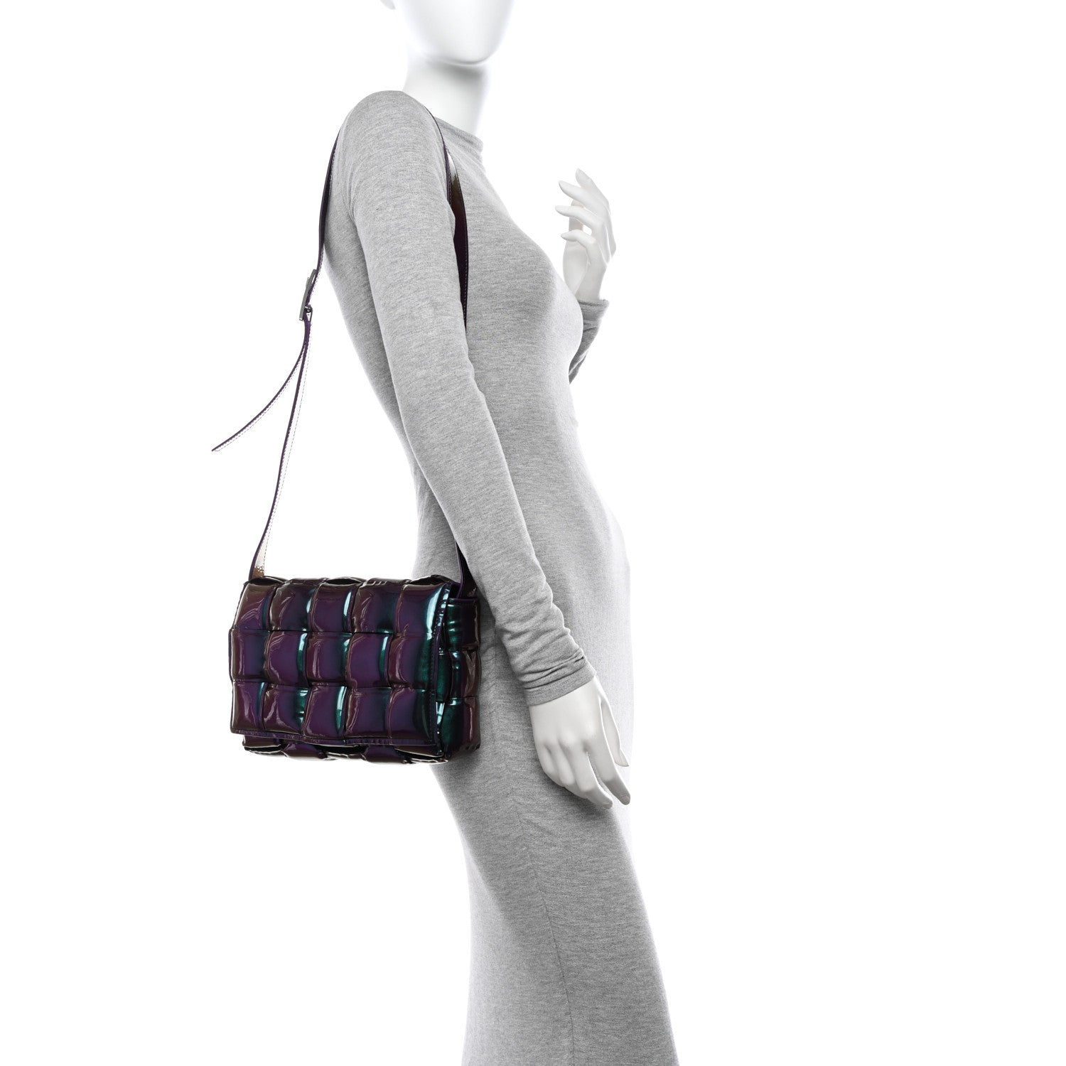 Bottega Veneta Glossy Nail Polish Nappa Maxi Intreccio Padded Cassette Crossbody Bag Holographic 2 of 13