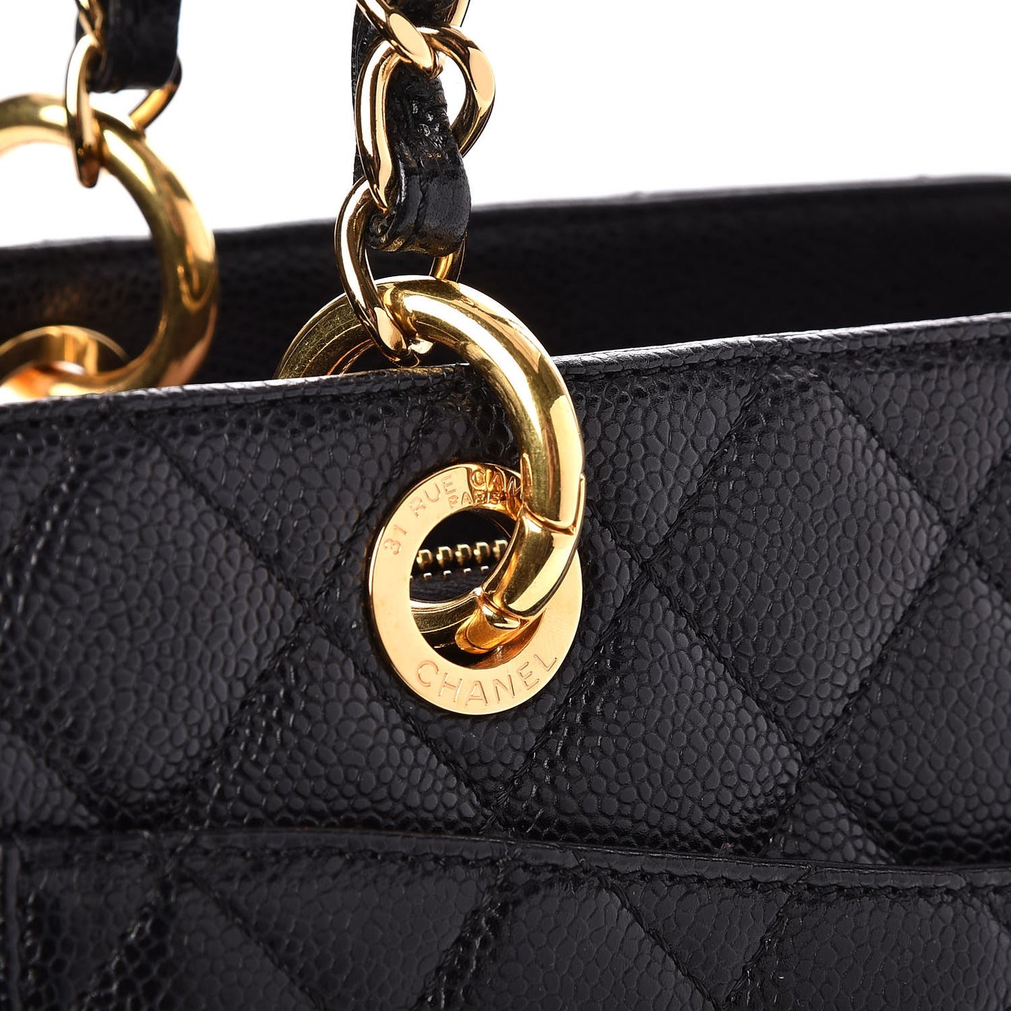 Caviar Quilted Grand Shopping Tote GST Black