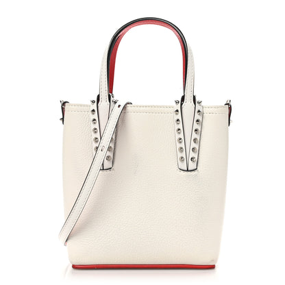 Christian Louboutin Calfskin Spikes Mini North South Cabata Tote Snow 1 of 11