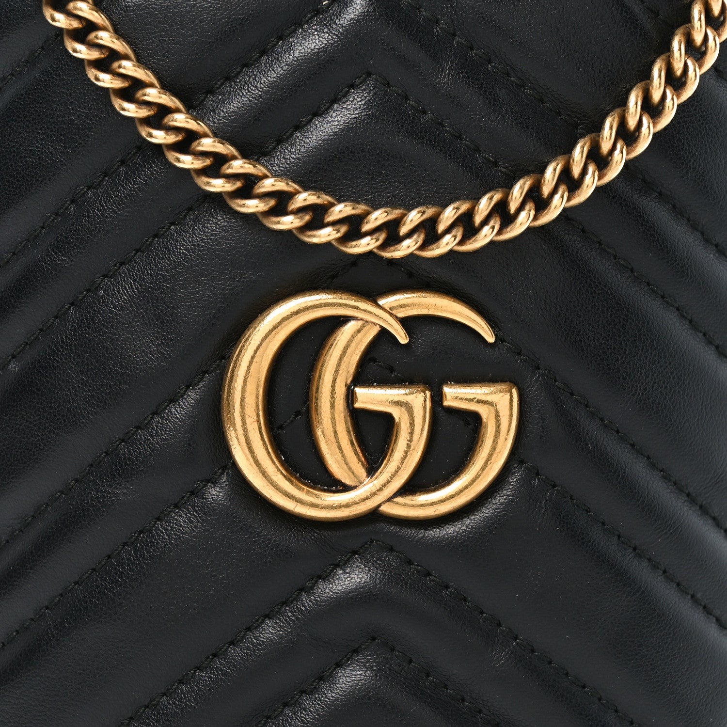 Gucci Calfskin Matelasse Mini GG Marmont 2.0 Bucket Bag Black 8 of 10
