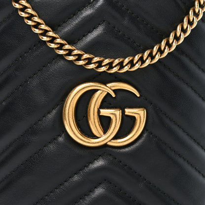 Gucci Calfskin Matelasse Mini GG Marmont 2.0 Bucket Bag Black 8 of 10