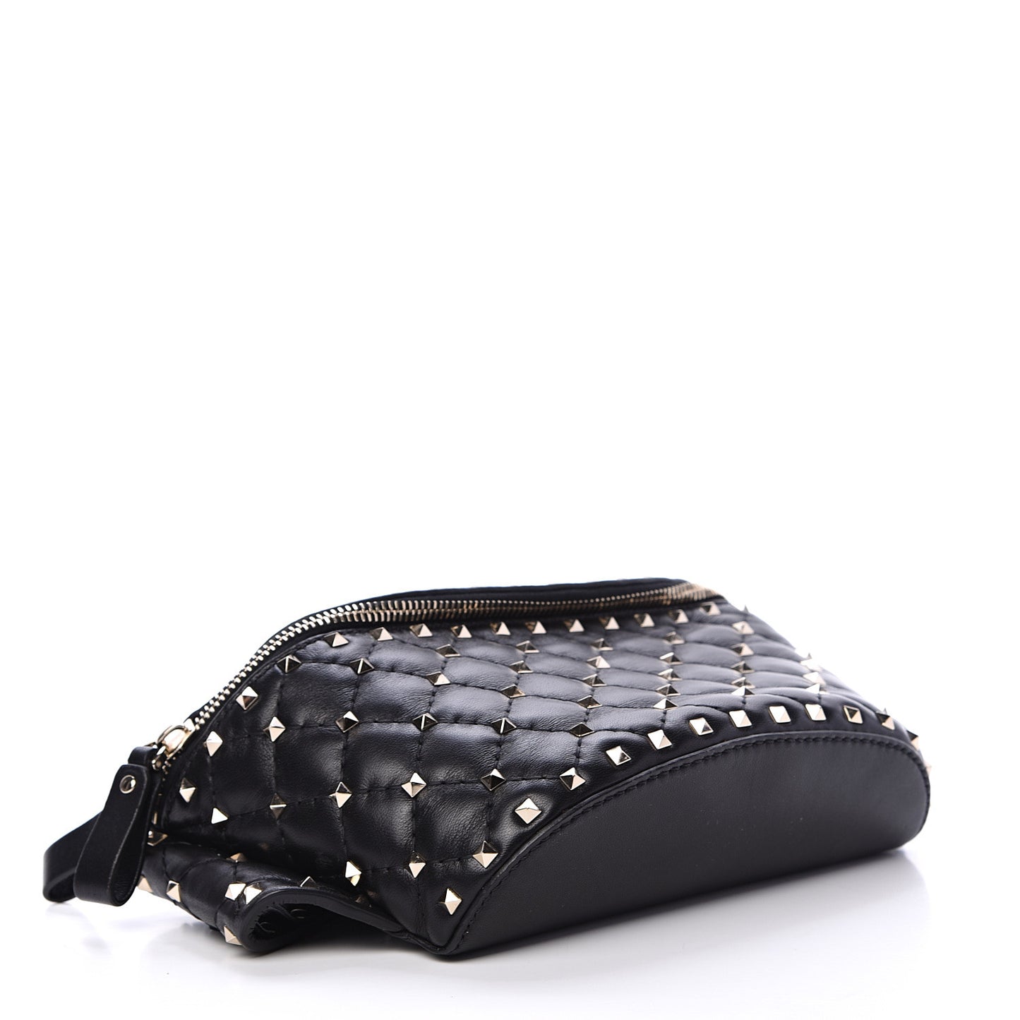 Lambskin Rockstud Spike Belt Bag 75 Black
