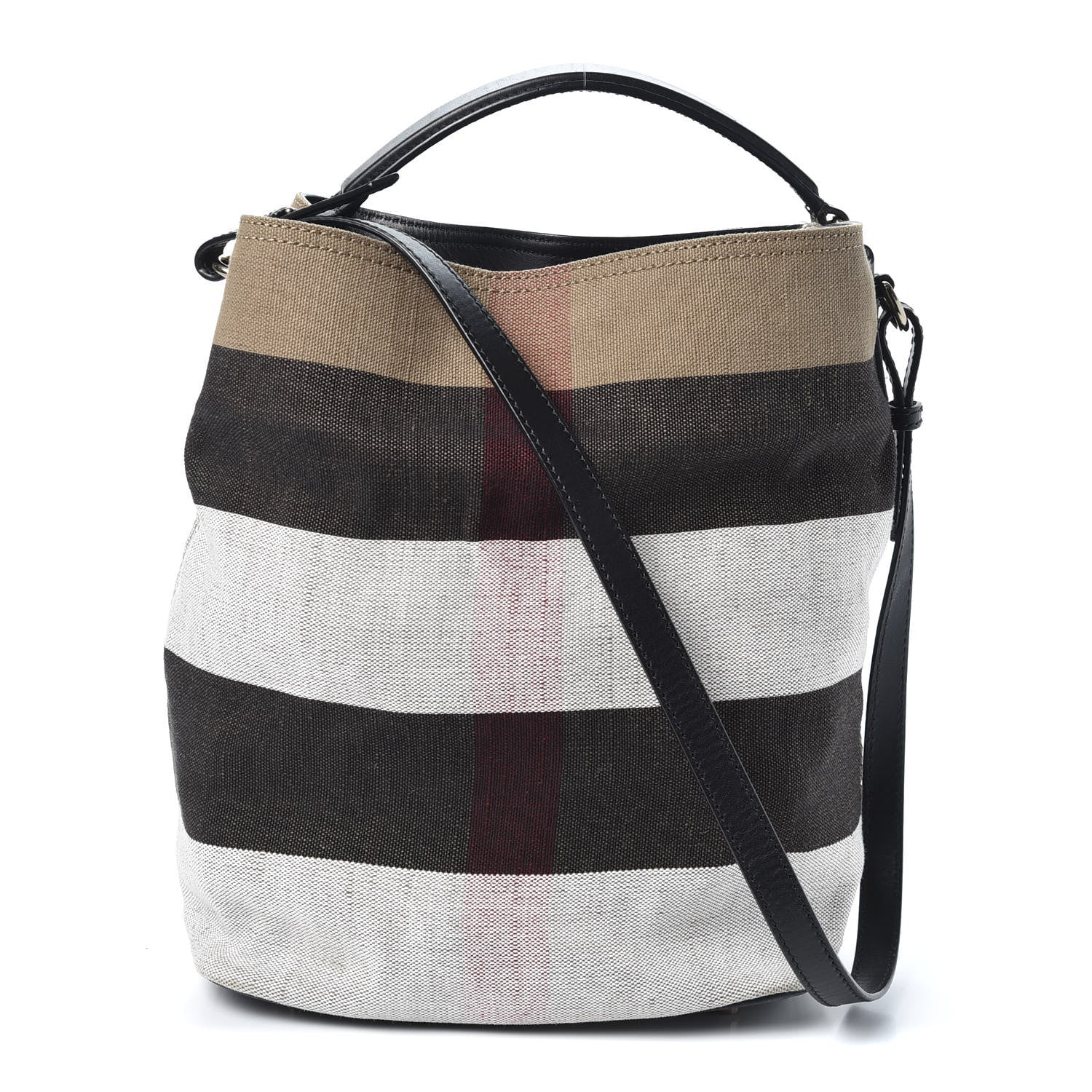Burberry Canvas Mega Check Medium Ashby Hobo Black 1 of 8