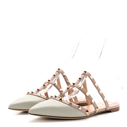 Valentino Garavani Nappa Rockstud Flat Cage Mules 39 Opal Grey Poudre 3 of 13