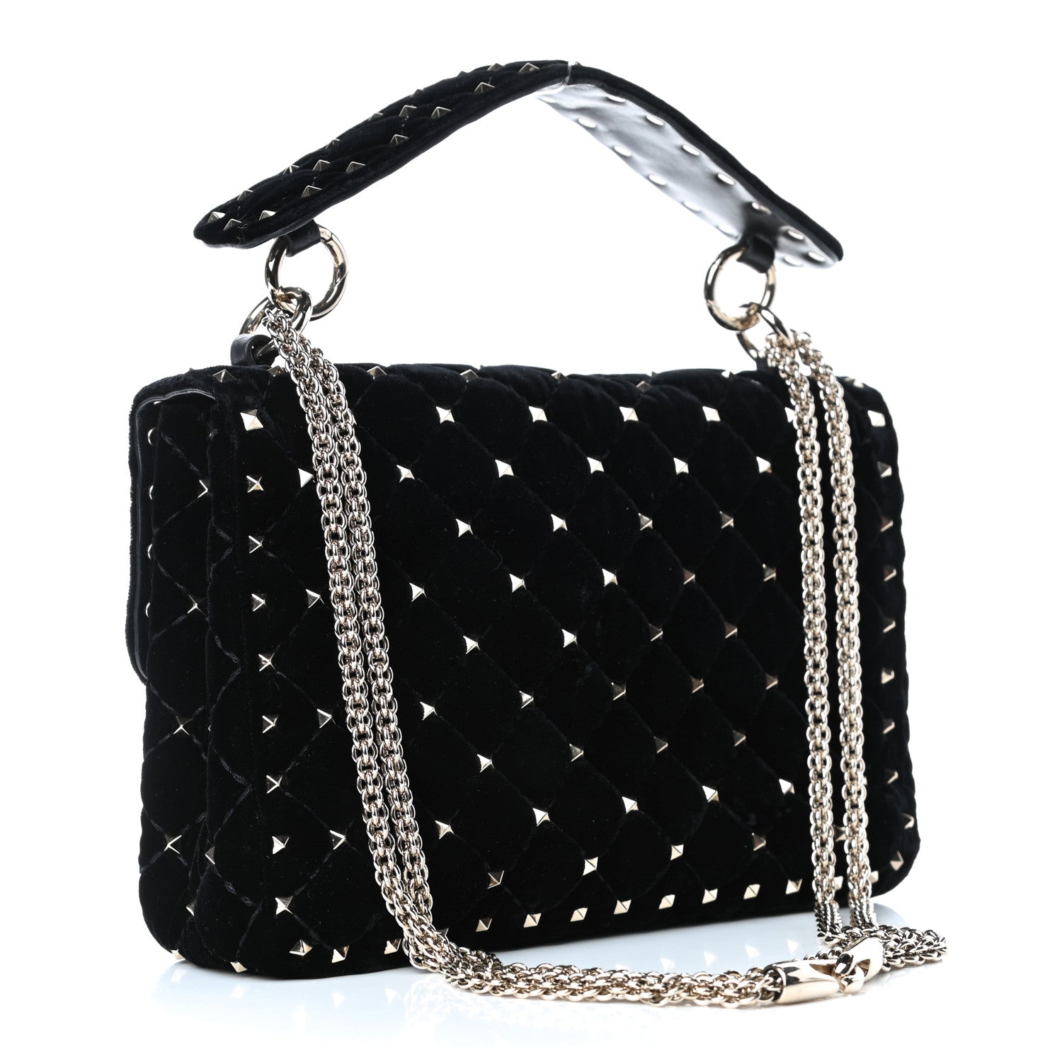 Valentino Garavani Velvet Medium Rockstud Spike Shoulder Bag Black 2 of 5