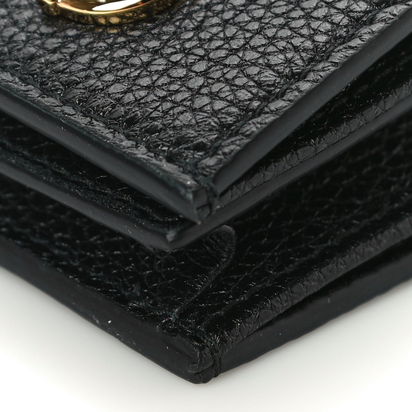 Grainy Calfskin Zumi Chain Card Case Wallet Black