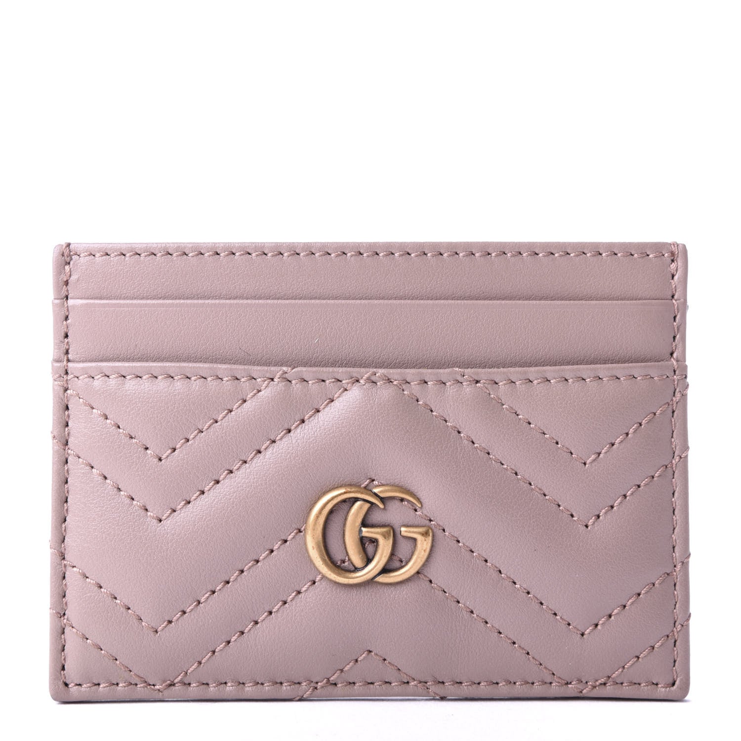 Gucci Calfskin Matelasse GG Marmont Card Holder Porcelain Rose 1 of 7