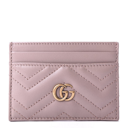 Gucci Calfskin Matelasse GG Marmont Card Holder Porcelain Rose 1 of 7