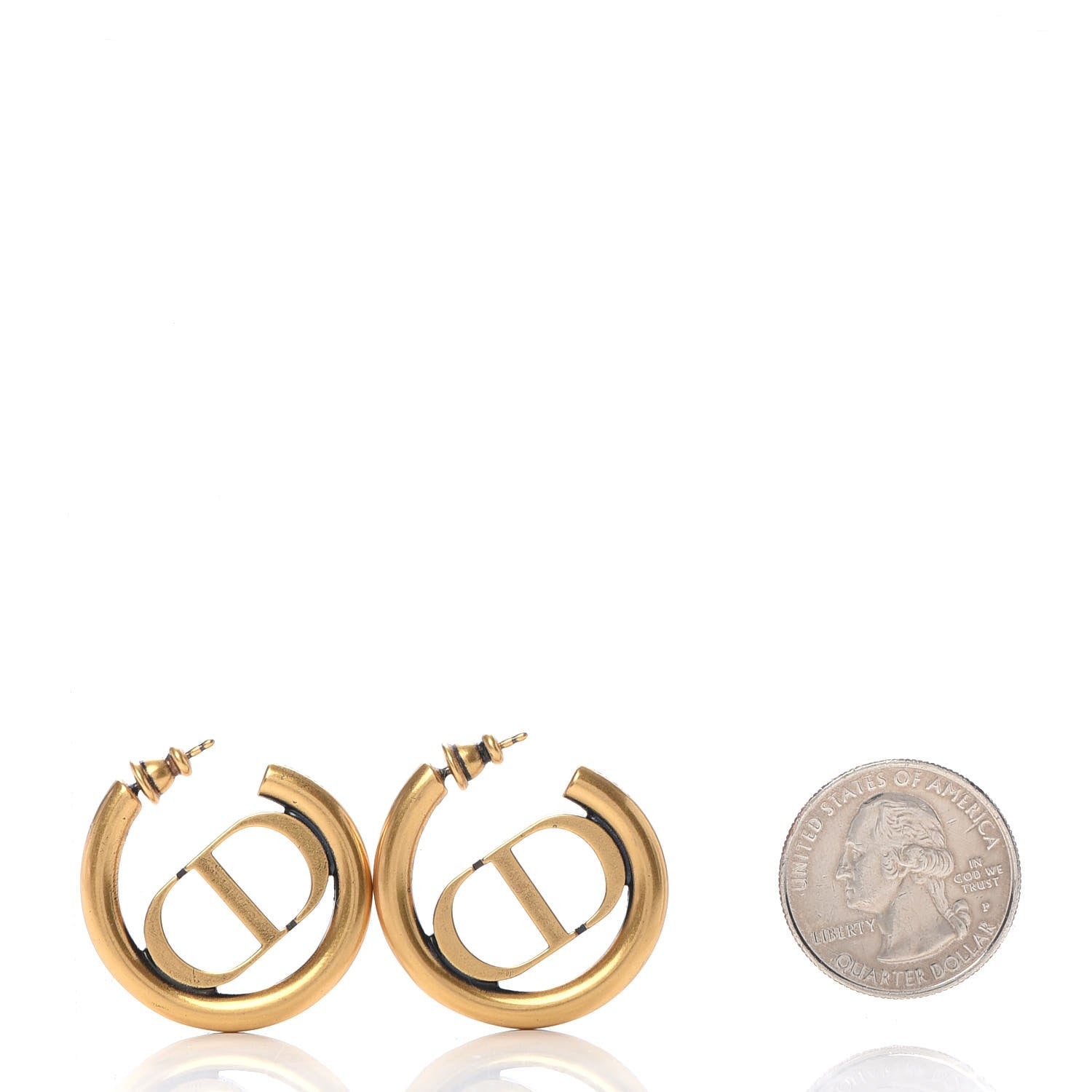 Christian Dior Metal 30 Montaigne Hoop Earrings Aged Gold 2 of 6