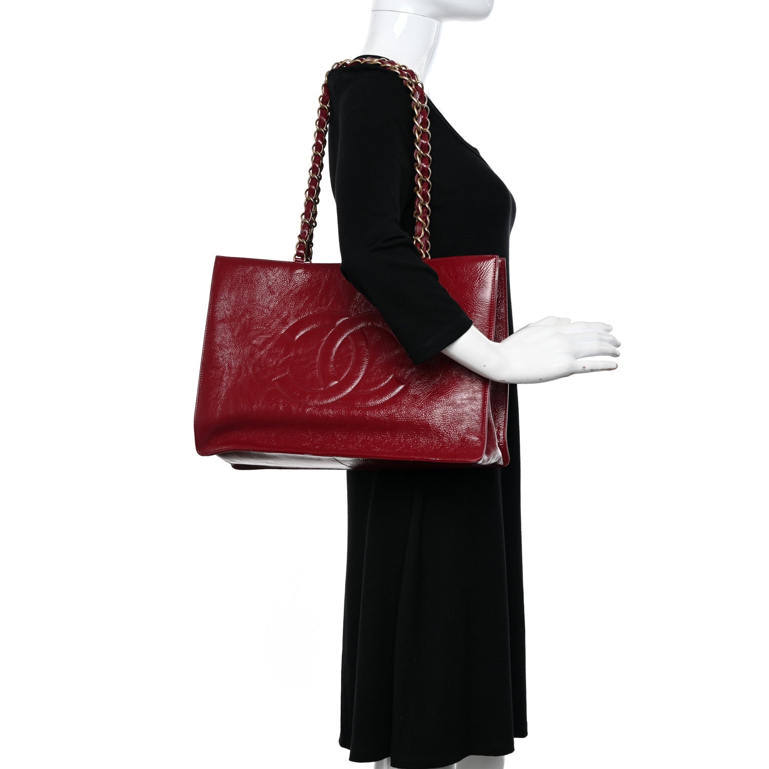 Chanel Shiny Aged Calfskin Shopping Bag Red 2 of 12