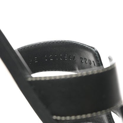 Hermes Box Calfskin Oran Sandals 38 Black 6 of 9