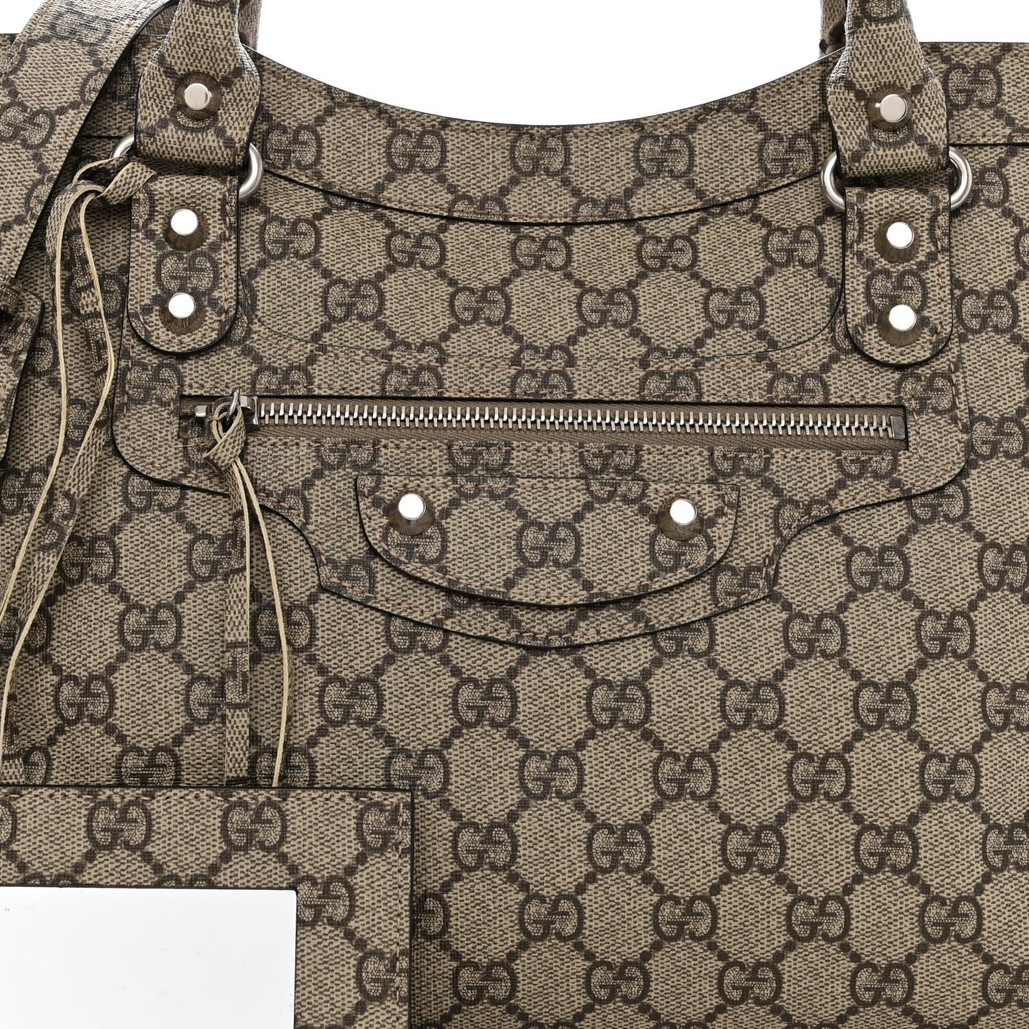 Balenciaga X GUCCI GG Supreme Monogram Neo Classic Silver Hardware City Beige Ebony 7 of 10