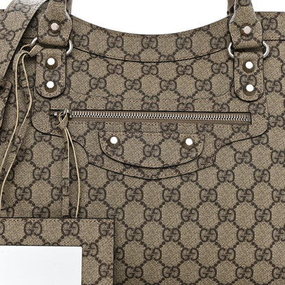 Balenciaga X GUCCI GG Supreme Monogram Neo Classic Silver Hardware City Beige Ebony 7 of 10