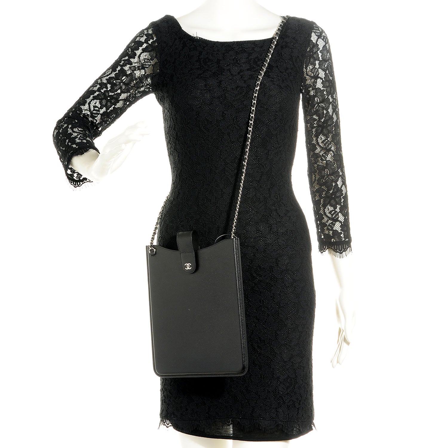 Chanel Caviar iPad Case Crossbody Black 2 of 8