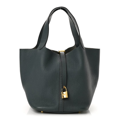 Hermes Taurillon Clemence Picotin Lock 22 MM Bleu Orage 1 of 12