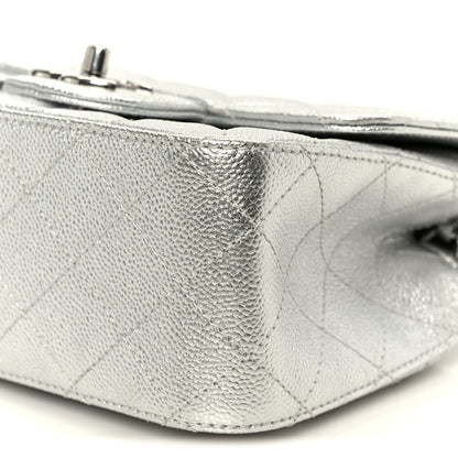 Chanel Metallic Caviar Quilted Mini Square CC Slide Flap Silver 11 of 12