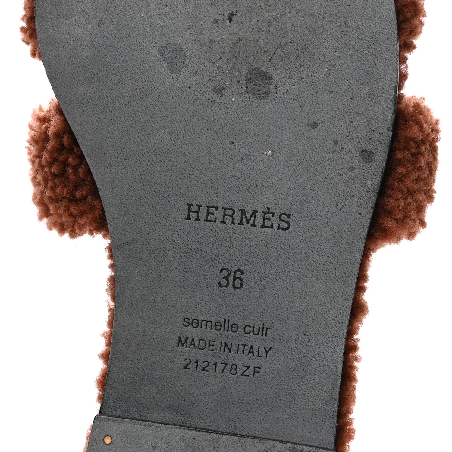 Hermes Woolskin Oran Sandals 36 Cognac 7 of 8