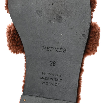 Hermes Woolskin Oran Sandals 36 Cognac 7 of 8