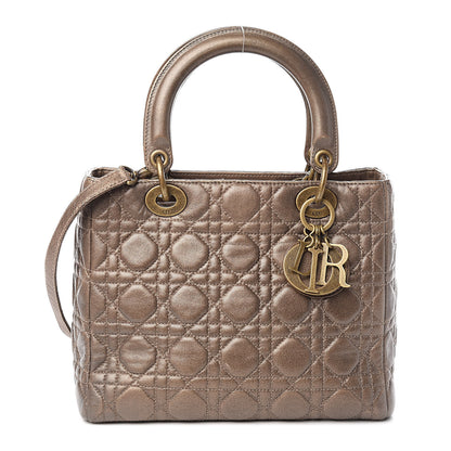 Christian Dior Metallic Lambskin Cannage Medium Lady Dior Bronze 1 of 10