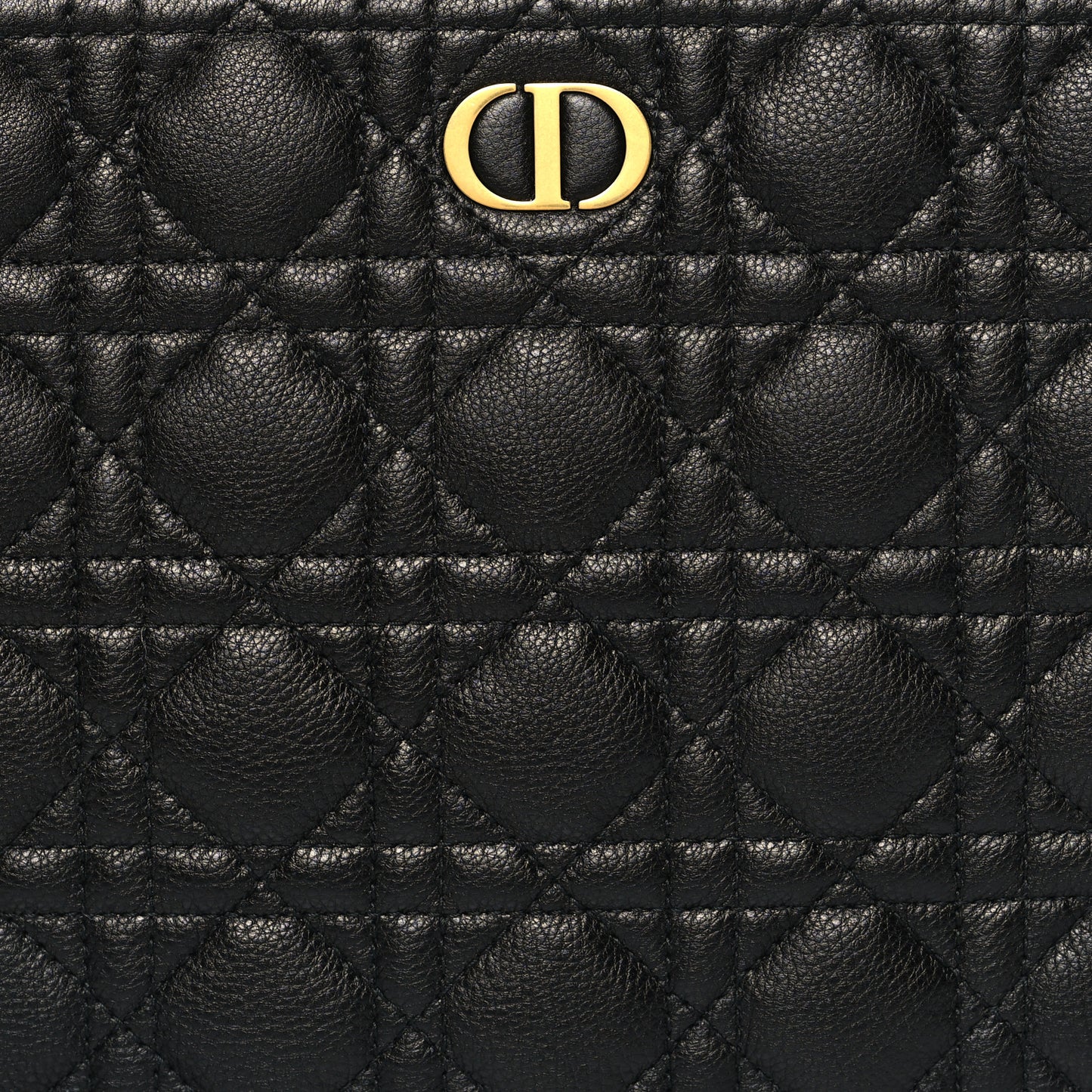 Supple Calfskin Cannage Large Caro Daily Pouch Black