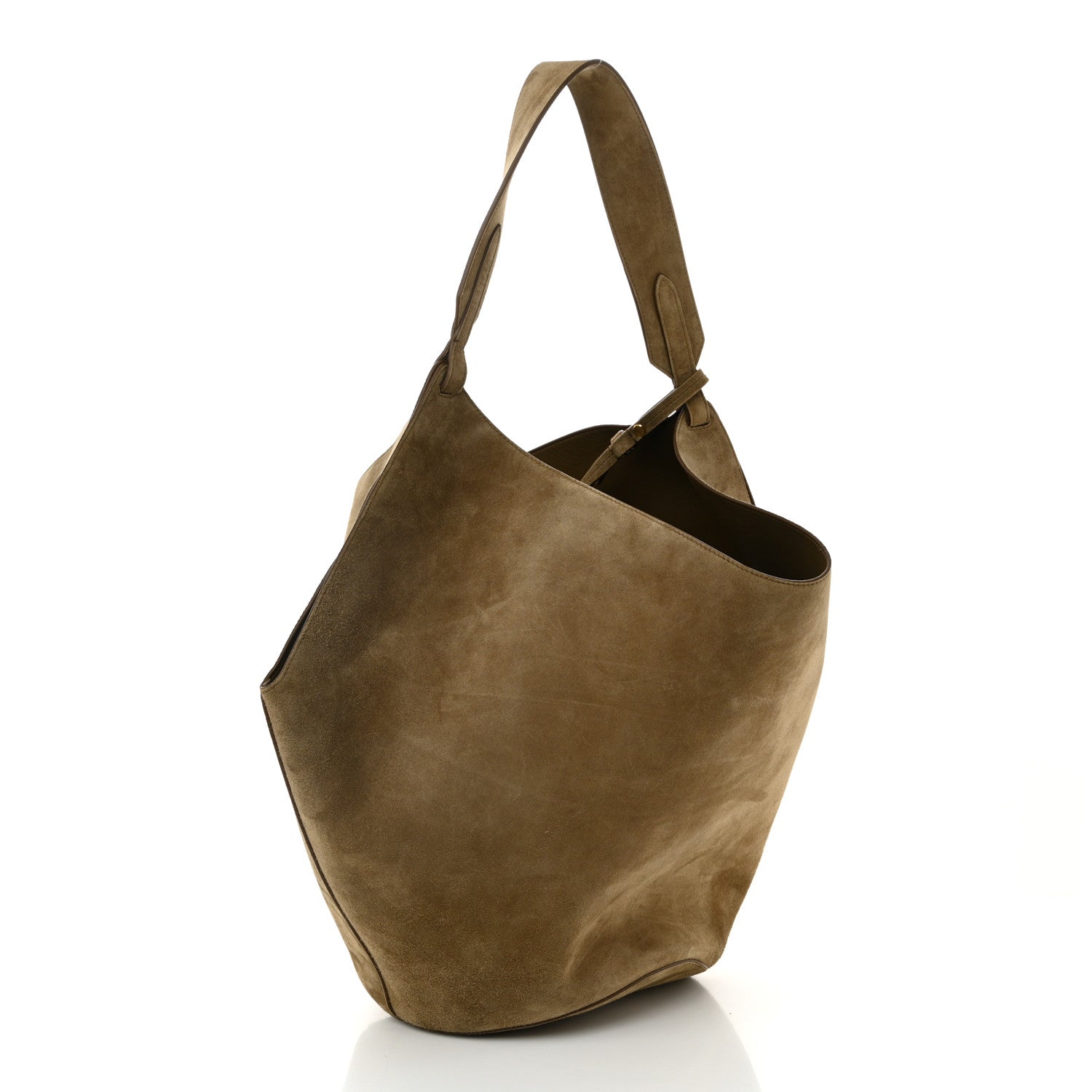 Khaite Suede Calfskin Medium Lotus Tote Mud 4 of 10