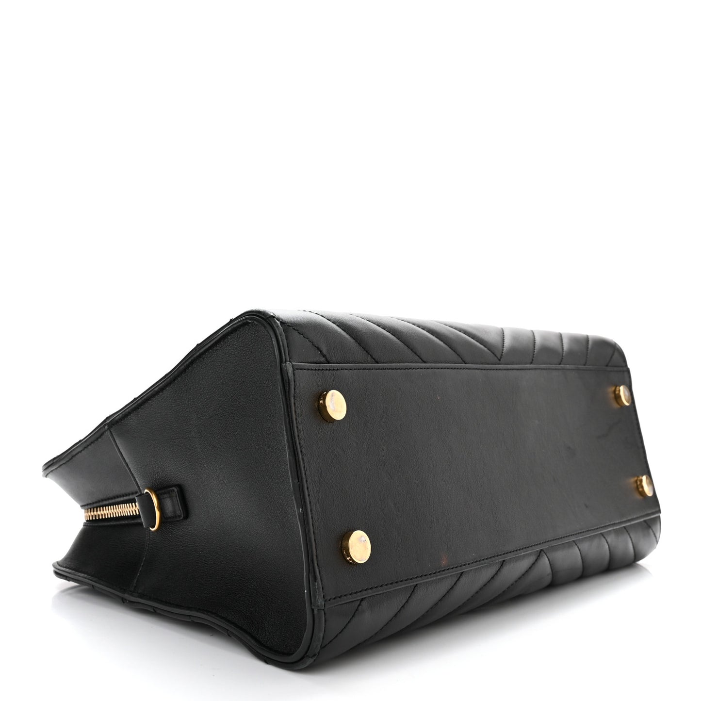 Calfskin Matelasse Chevron Small Monogram Cabas Black