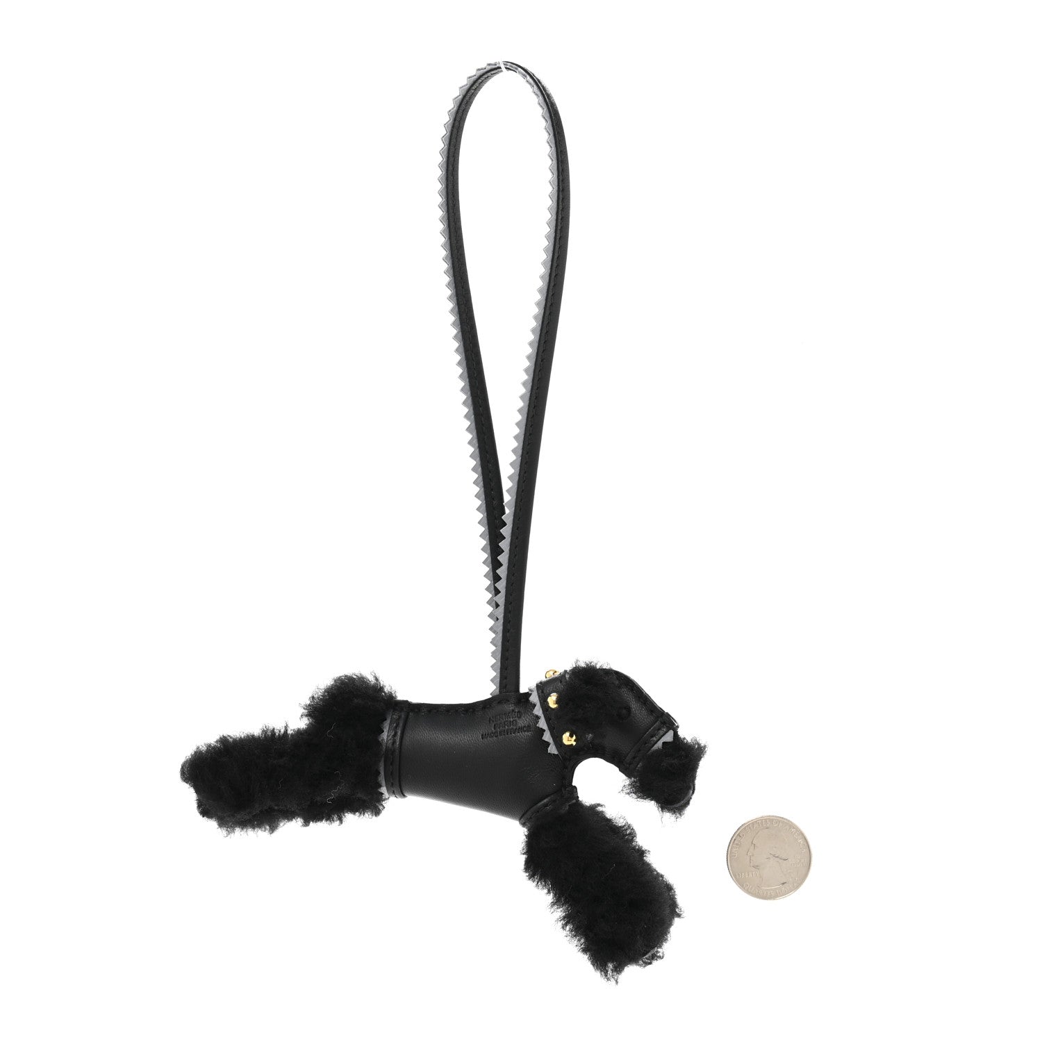 Hermes Milo Lambskin Epsom Shearling Budy Apic Charm Black Gris Pantin 2 of 5