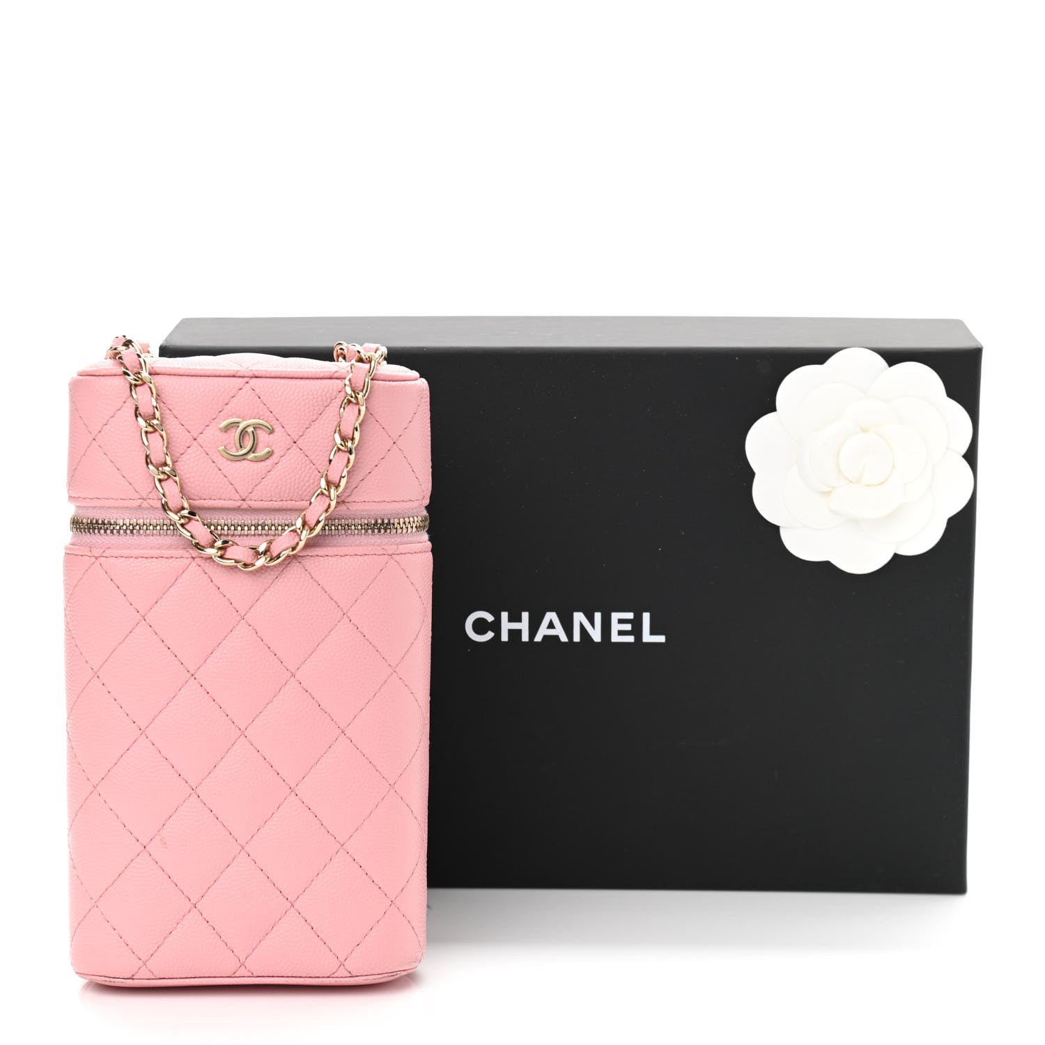 Chanel Caviar Quilted Phone Holder With Chain Pink 13 of 13