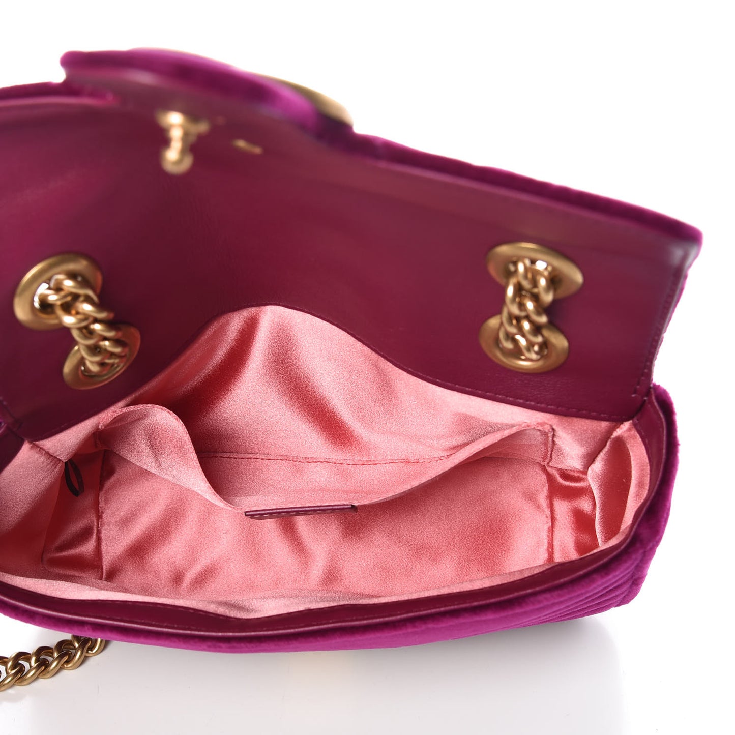 Velvet Matelasse Mini GG Marmont Shoulder Bag Fuchsia Violet Cyclamen
