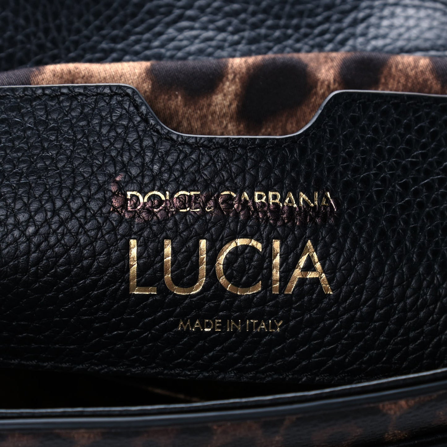 Calfskin Leopard Print Lucia Shoulder Bag Black
