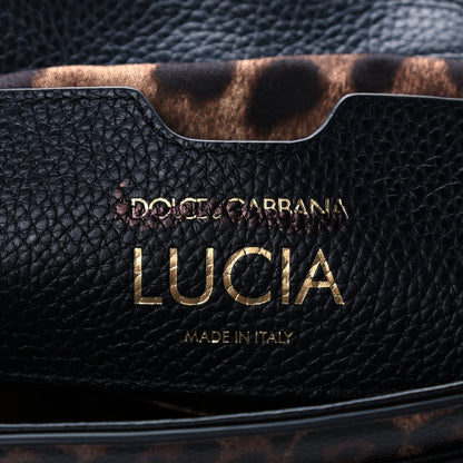 Dolce & Gabbana Calfskin Leopard Print Lucia Shoulder Bag Black 6 of 10