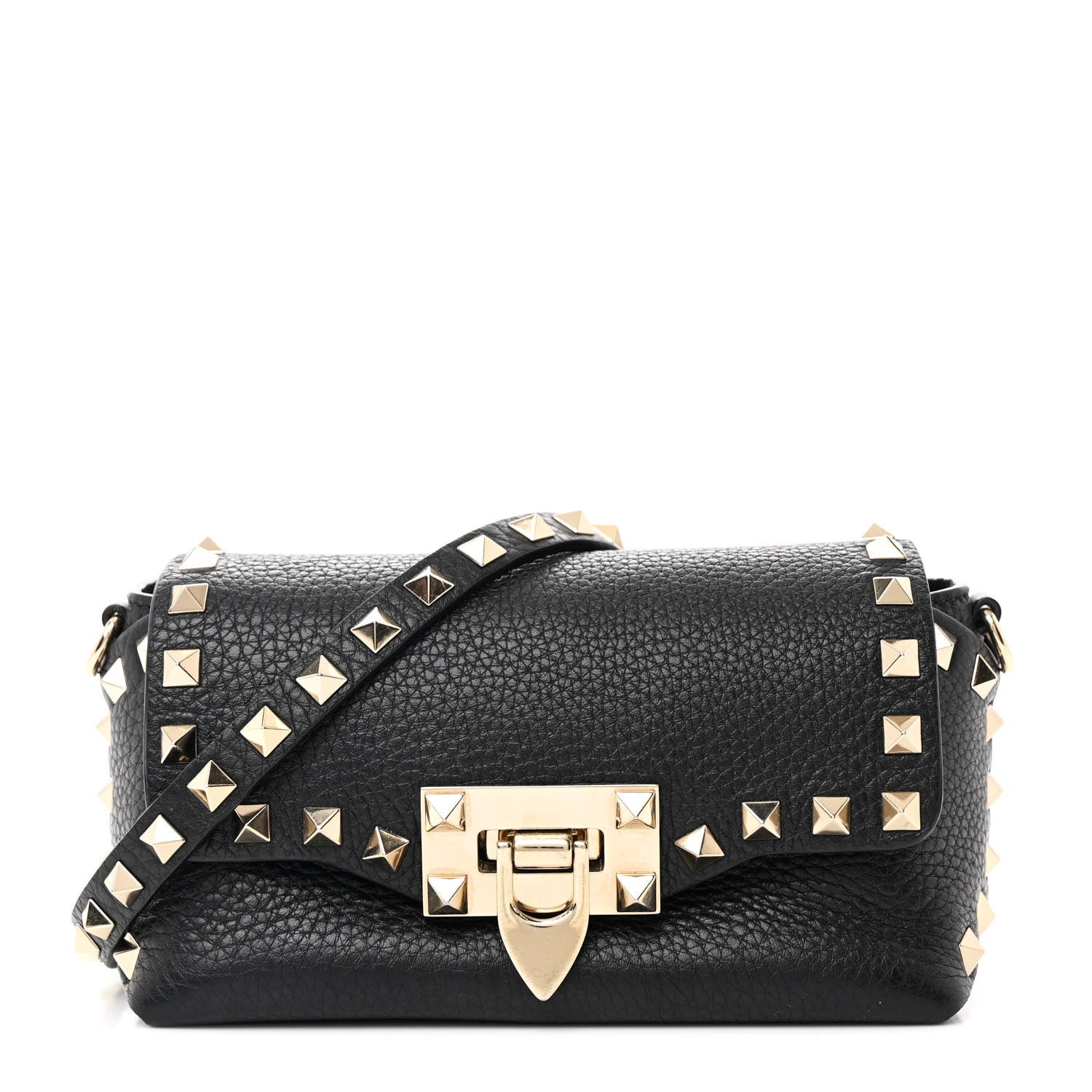 Valentino Garavani Pebbled Calfskin Mini Rockstud Crossbody Bag Black 1 of 9