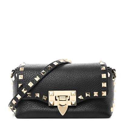 Valentino Garavani Pebbled Calfskin Mini Rockstud Crossbody Bag Black 1 of 9