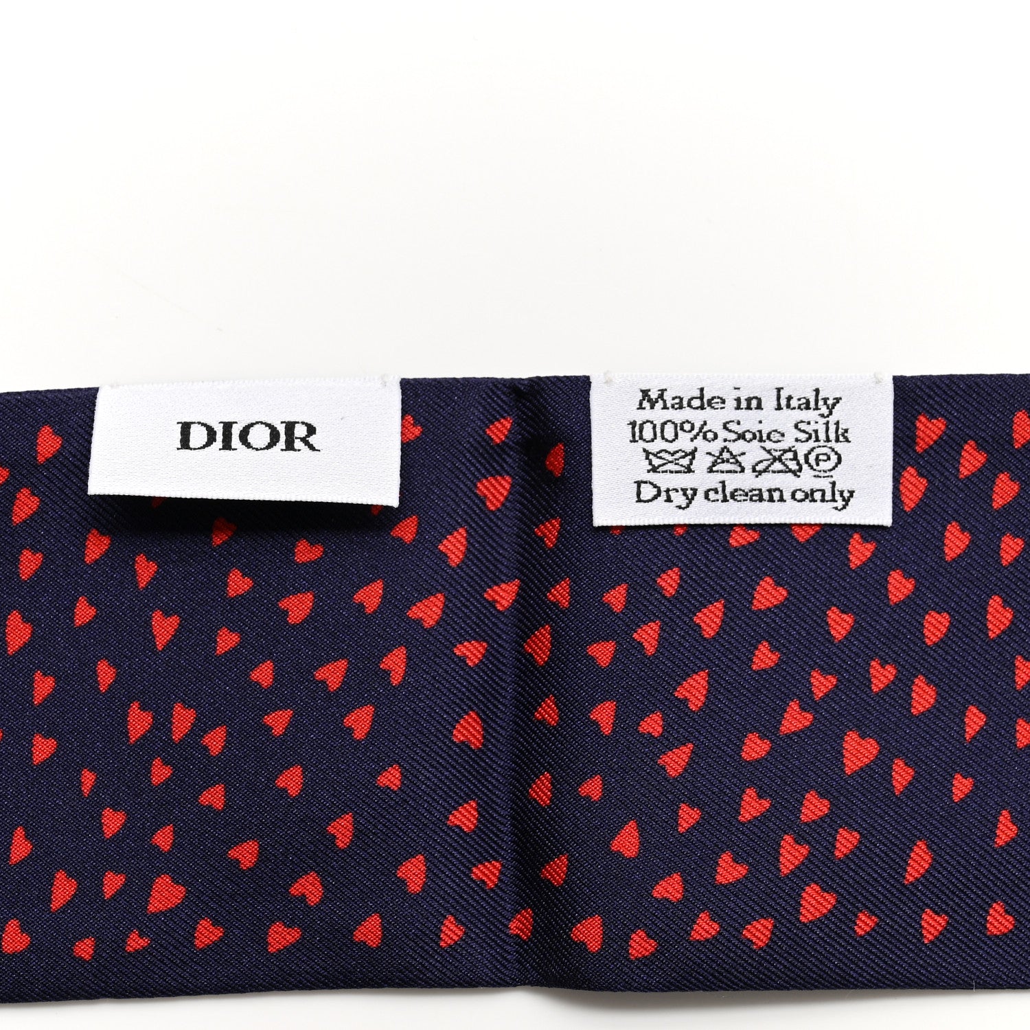 Christian Dior Silk Hearts Mitzah Scarf Navy Blue Red 3 of 5