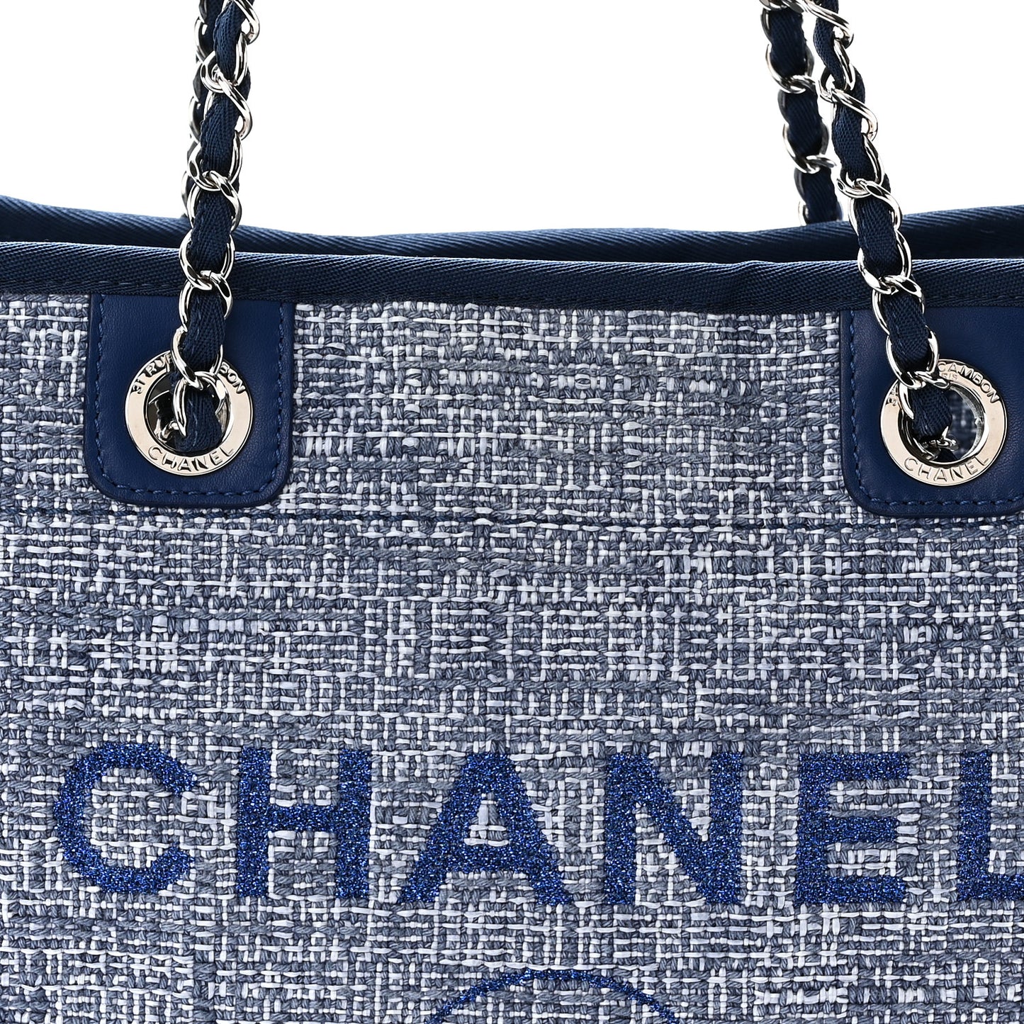 Woven Straw Raffia Small Deauville Tote Blue