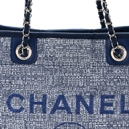 Chanel Woven Straw Raffia Small Deauville Tote Blue 8 of 10