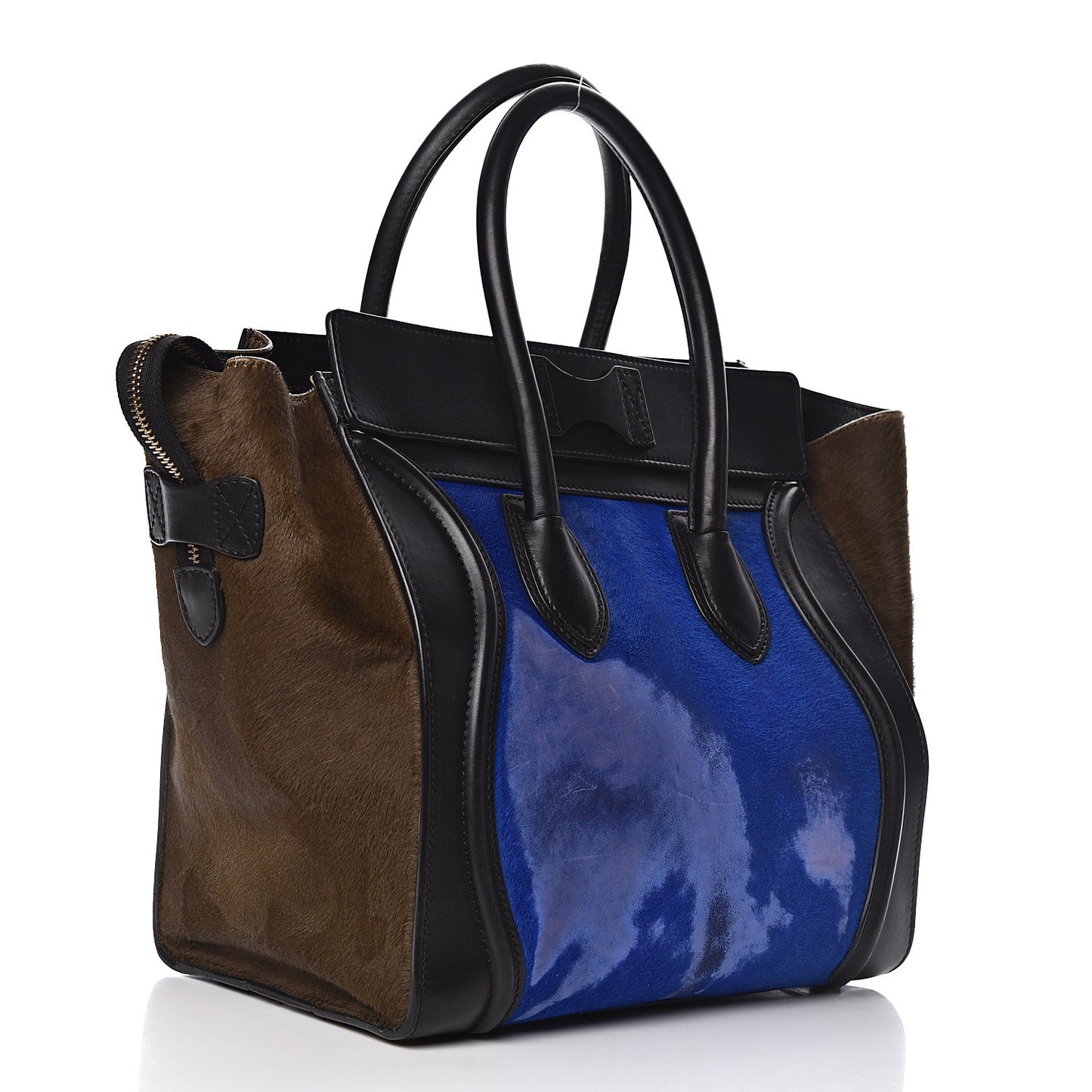 Pony Hair Mini Tri-Color Luggage Royal Blue