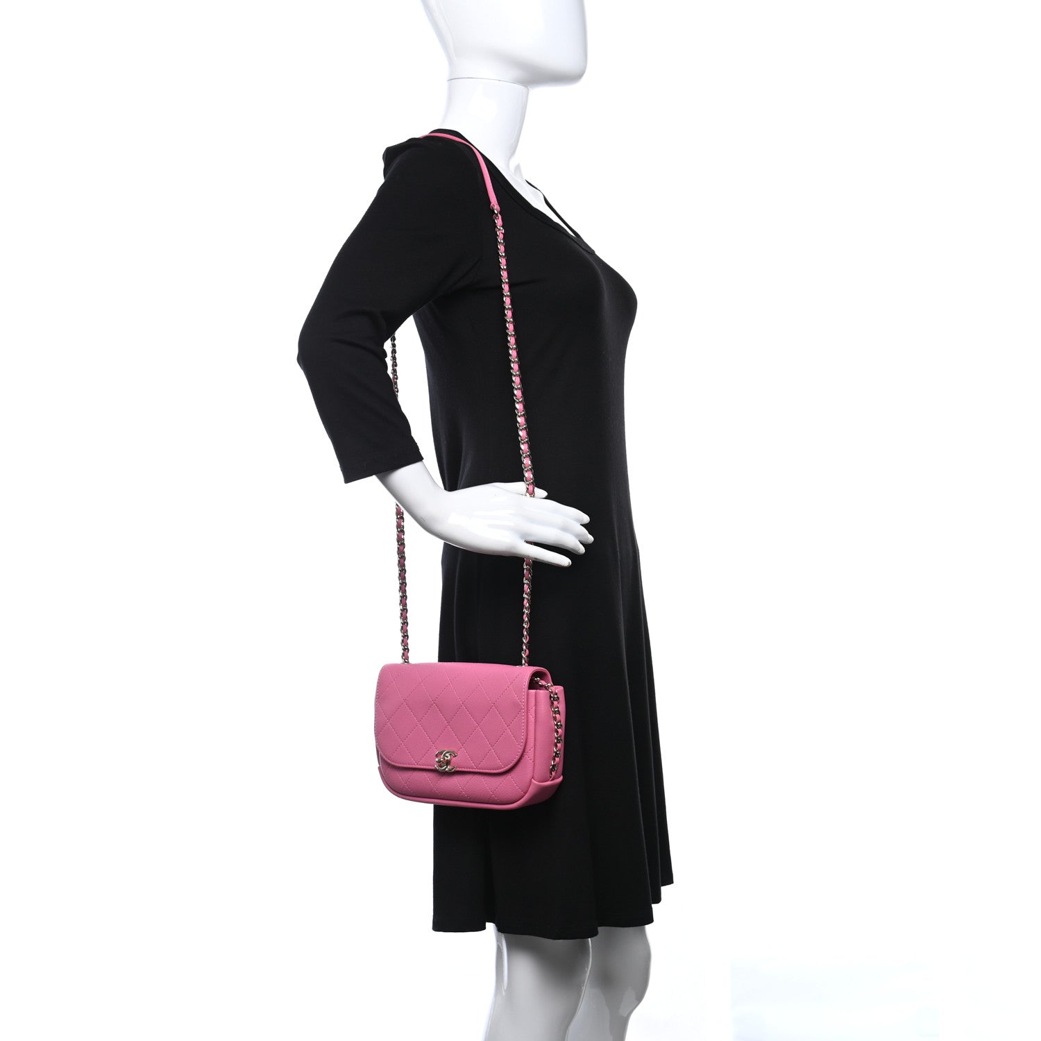 Chanel Goatskin Stitched Casual Trip Single Flap Pink 2 of 10