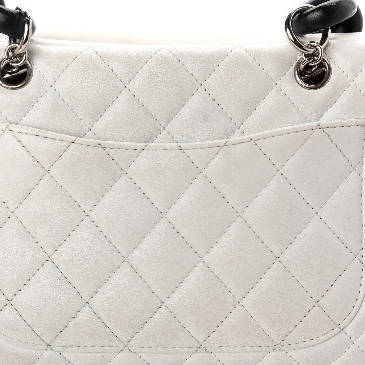Calfskin Quilted Large Cambon Bowler White Black