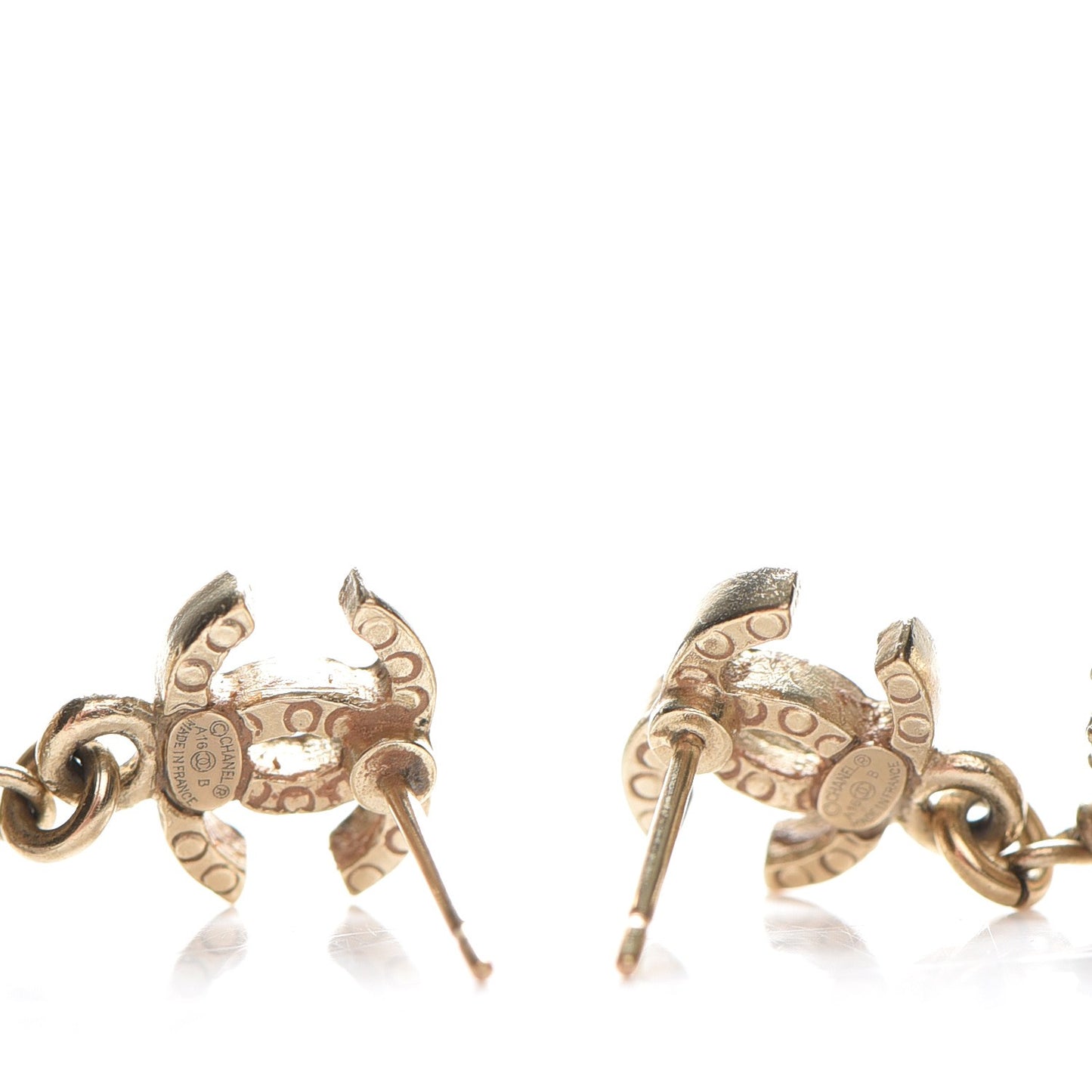 Crystal CC Drop Earrings Gold
