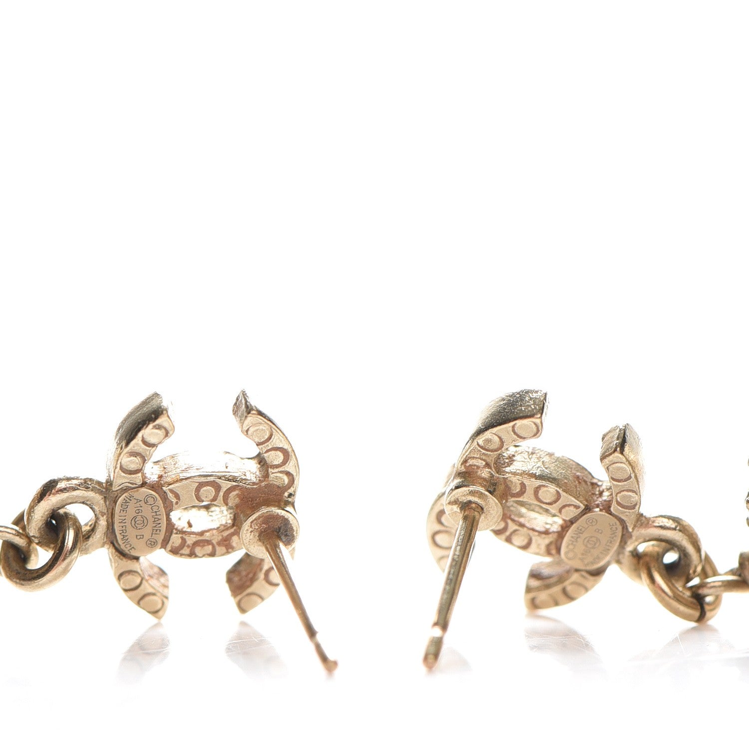 Chanel Crystal CC Drop Earrings Gold 4 of 6