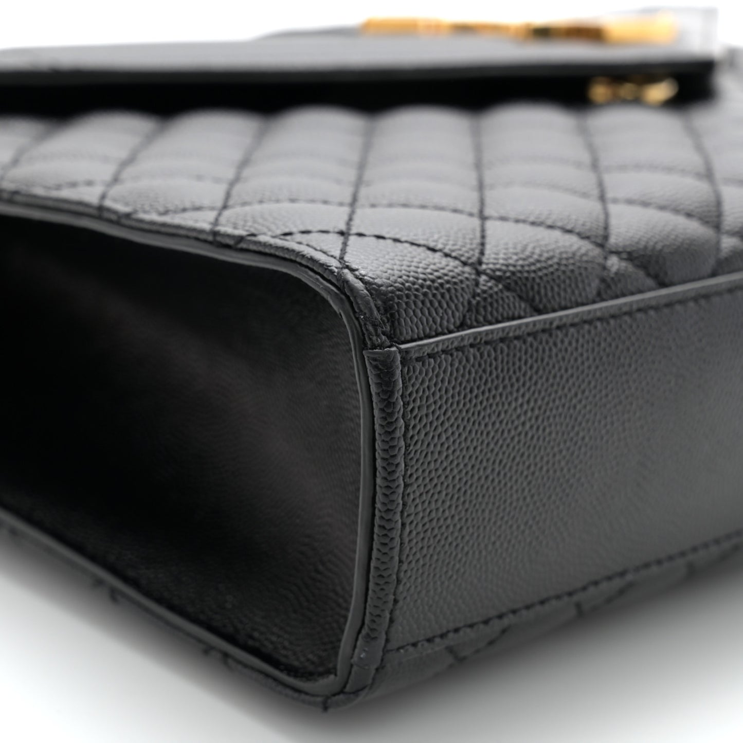Grain De Poudre Textured Mixed Matelasse Large Triquilt Monogram Satchel Black
