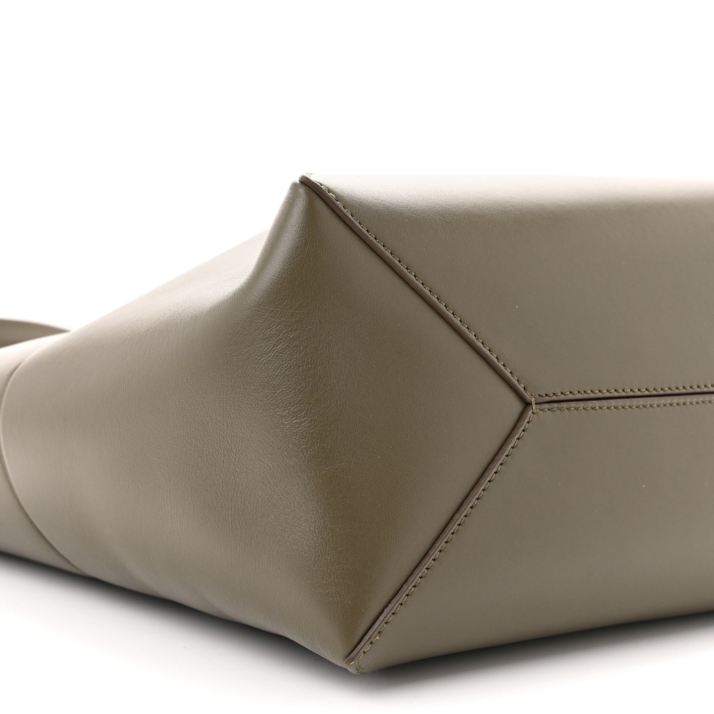 Shiny Calfskin Puzzle Fold Tote Dark Khaki Green