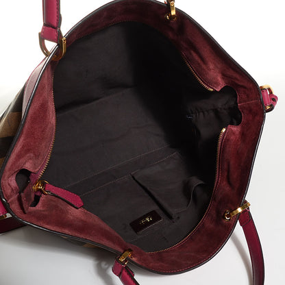 Fendi Pequin Vitello Shoulder Tote Tobacco Amarena 5 of 9